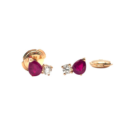 Boucles d'oreilles Isabelle Barrier en or rose et Diamants, Rubis