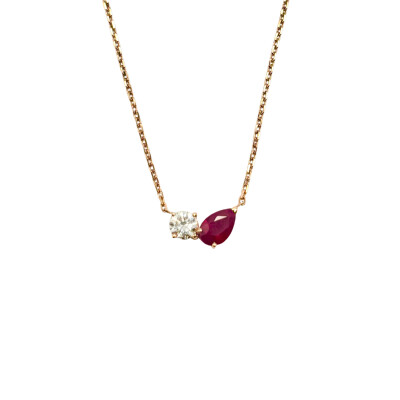 Pendentif Isabelle Barrier en or rose et Diamant, Rubis