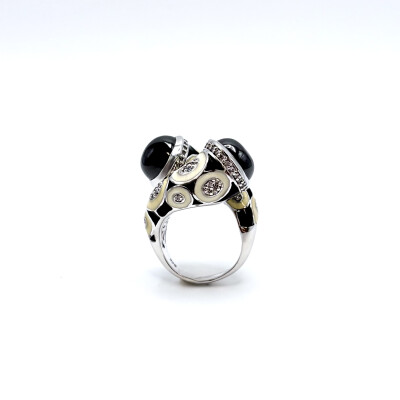 Bague Toi et Moi argent et émail Una Storia