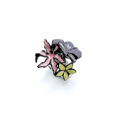 Bague Fleurs argent et émail Una Storia