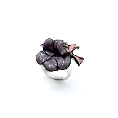 Bague Fleurs argent et émail Una Storia