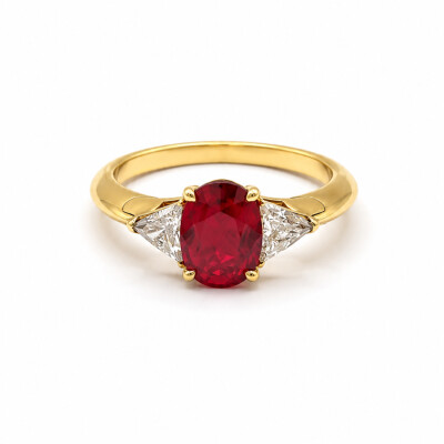 Bague extensia Isabelle Barrier en or jaune rubis vivid red 2.03ct et diamant 0.45ct Taille 57