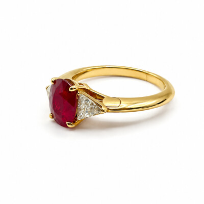 Bague extensia Isabelle Barrier en or jaune rubis vivid red 2.03ct et diamant 0.45ct Taille 57