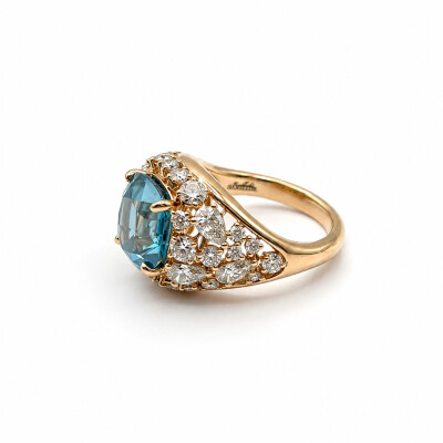 Bague Isabelle Barrier en or rose zirconium naturel 7.40ct diamant 1.90ct taille 54