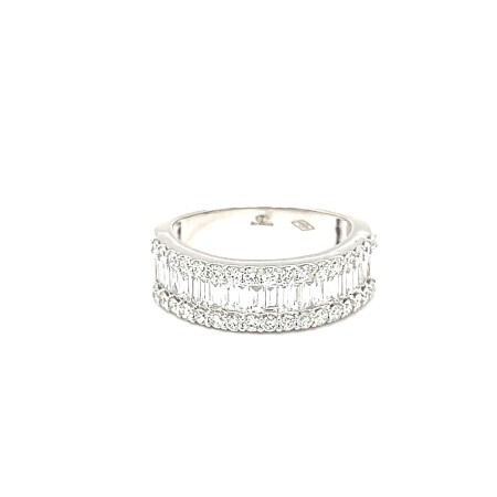 Alliance en or blanc Diamants baguettes et Brillants