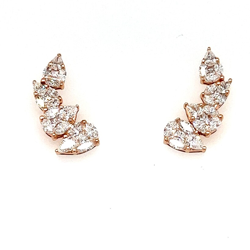 Boucles d'oreilles en or rose et diamants