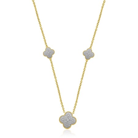 Collier en Or 18K composé de 3 trèfles en diamants de 0,62 carats de Diamants GSI