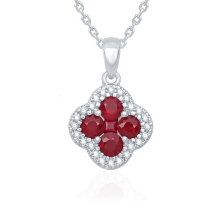 Collier Pierres Précieuses or blanc rubis et diamants