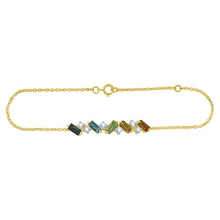 Bracelet or jaune , pierres fines et diamants.