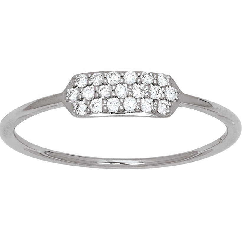 Bague anneau forme rectangle diamants Or gris