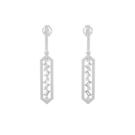 Boucles d'oreilles or blanc, Baguettes diamants