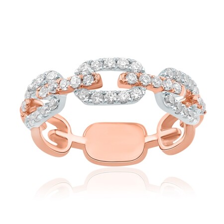 Bague Links or rose et diamants