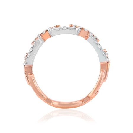 Bague Links or rose et diamants