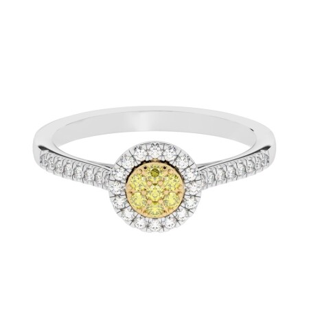 Bague or blanc , Saphir Jaune et Diamant