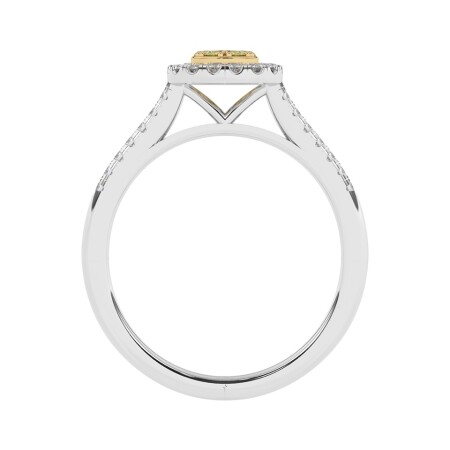 Bague or blanc , Saphir Jaune et Diamant