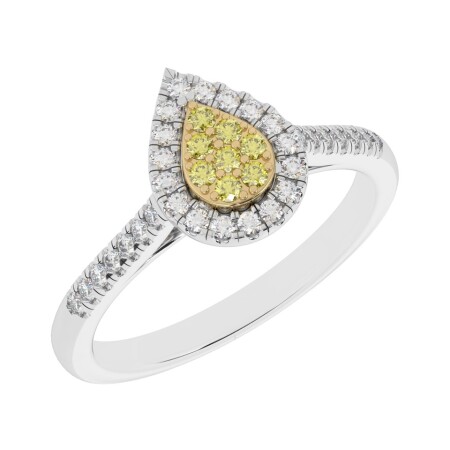 Bague Diamant Jaune Naturel  et Diamant