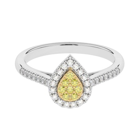 Bague Diamant Jaune Naturel  et Diamant