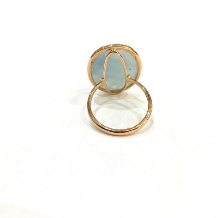 Bague or rose Aigue Marine ovale