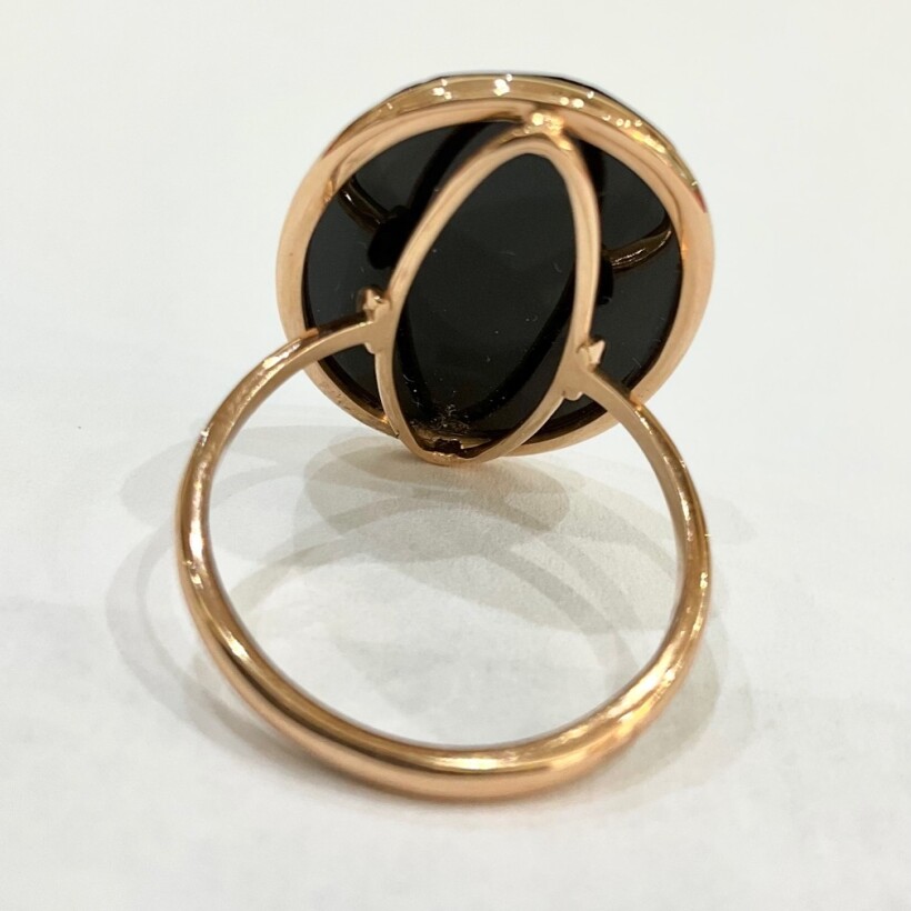 Bague or rose Onyx ovale