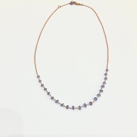 Collier or rose et Tanzanite facetée