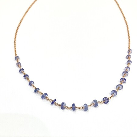 Collier or rose et Tanzanite facetée