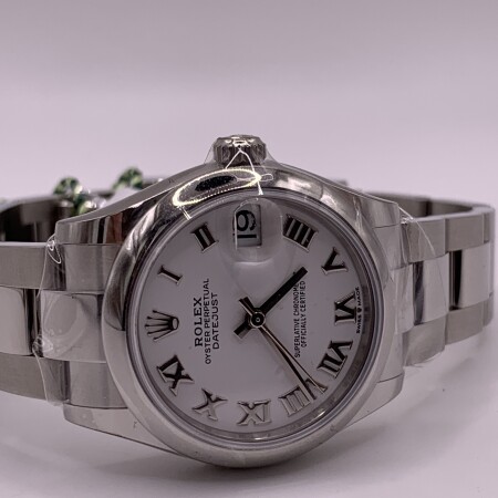 Montre Rolex datejust 278240 tout acier, sur bracelet oyster cadran blanc.