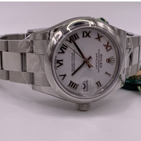 Montre Rolex datejust 278240 tout acier, sur bracelet oyster cadran blanc.