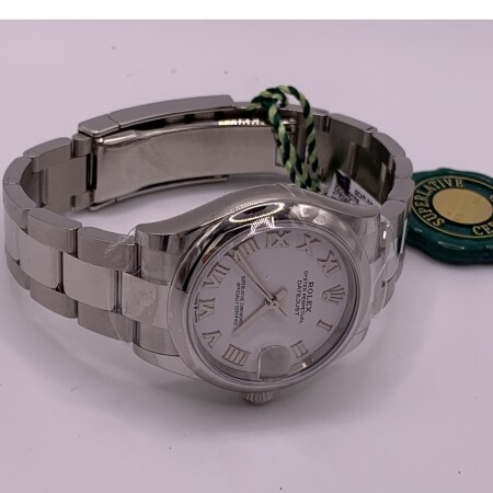 Montre Rolex datejust 278240 tout acier, sur bracelet oyster cadran blanc.