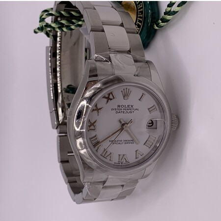 Montre Rolex datejust 278240 tout acier, sur bracelet oyster cadran blanc.