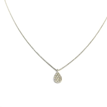 Collier or blanc, poire illusion diamants