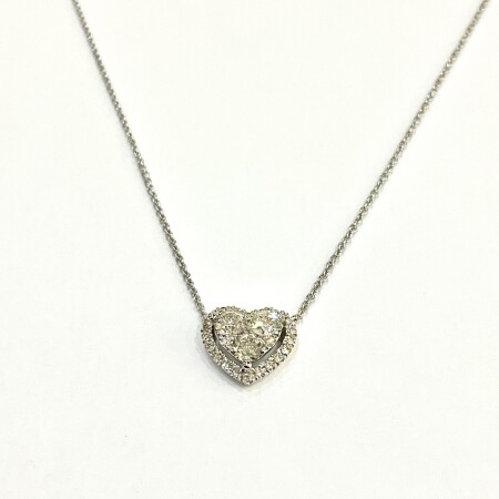 Collier or blanc, coeur Illusion Diamants.