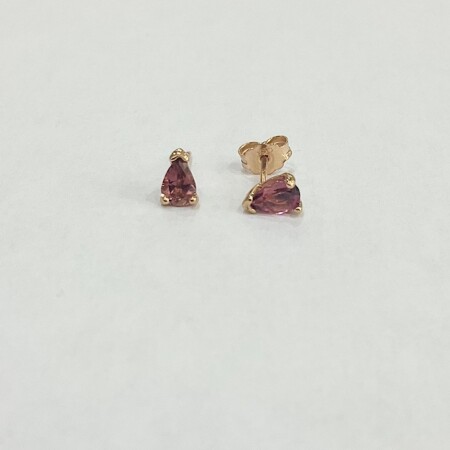 Boucles d'oreilles or rose poire tourmaline