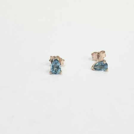 Boucles d'oreilles or rose poire Topaze bleue