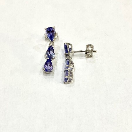 Boucles d'oreilles or blanc poires Tanzanite