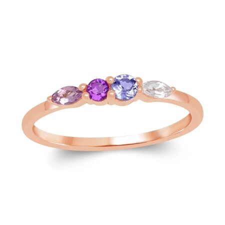 Bague or rose pierres fines