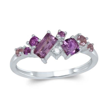 Bague en Or 18K composée  de pierres fines (Amethyste Rose, Améthyste Violette) et Diamants