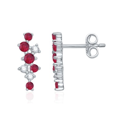 Boucles d'oreilles or blanc Saphir et Diamants