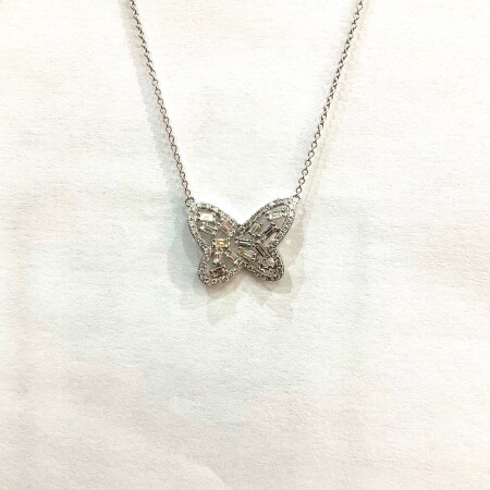 collier papillon or blanc et diamants