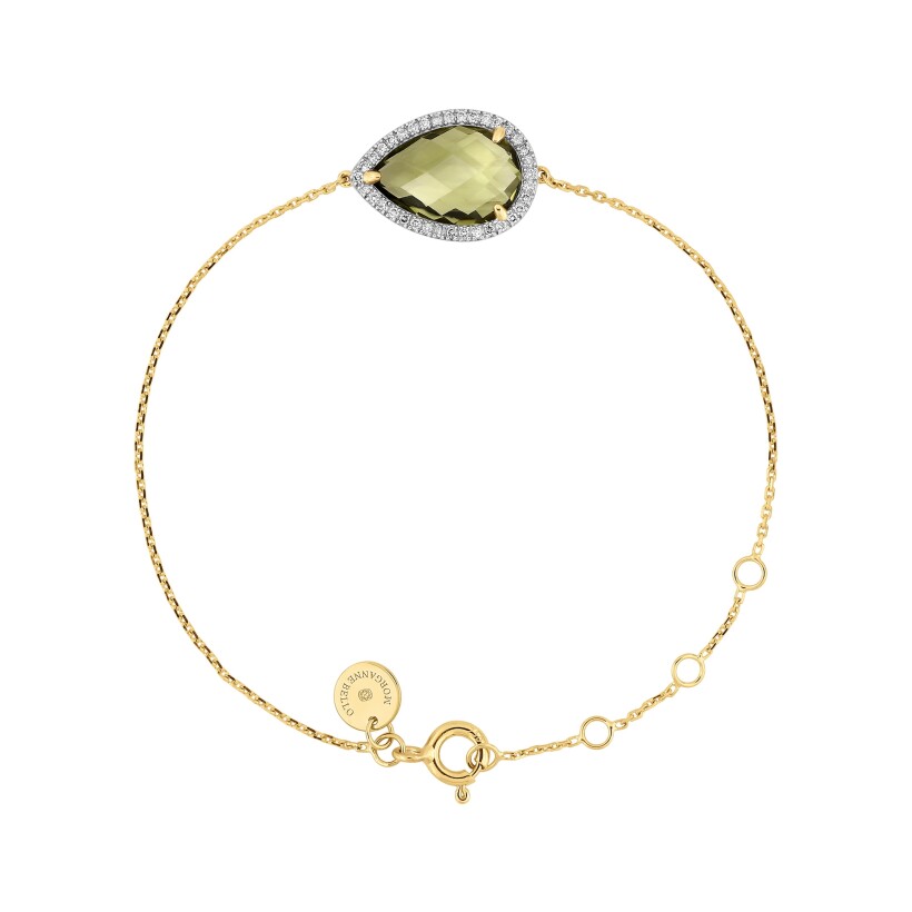 Bracelet or jaune Alma quartz olive et diamants