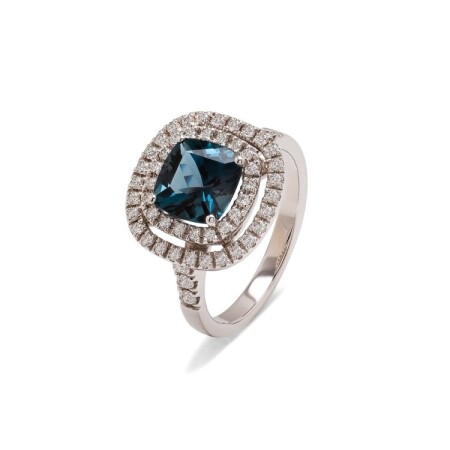 Bague Les Alizés en or blanc, topaze blue London et diamants