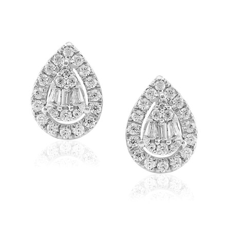 Boucles d'oreilles illusion or blanc et diamants