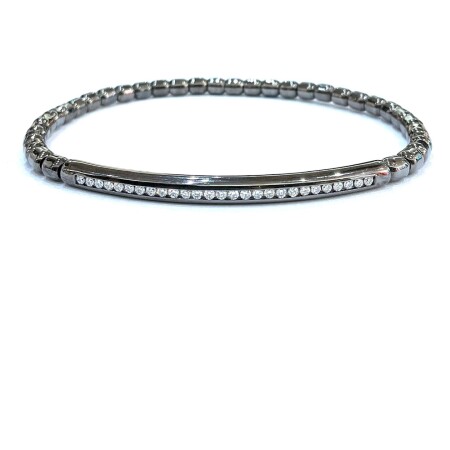 Bracelet or blanc Ruthénium Flex olive , plaque 27 diamants