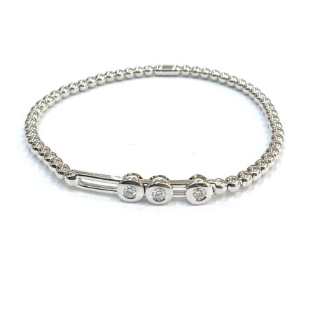 Bracelet or blanc Flex "Motus" boules et 3 Diamants mobiles