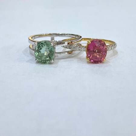 Bague "deux en une" Tourmalines et diamants