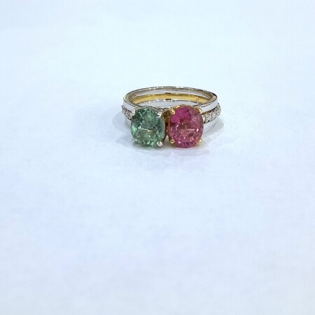 Bague "deux en une" Tourmalines et diamants