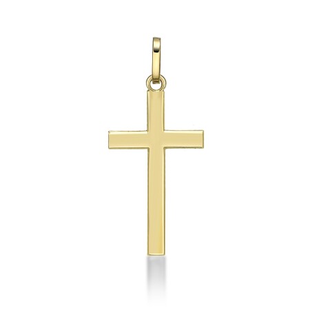 Pendentif Croix polie massive 22 mm, Or jaune 18k