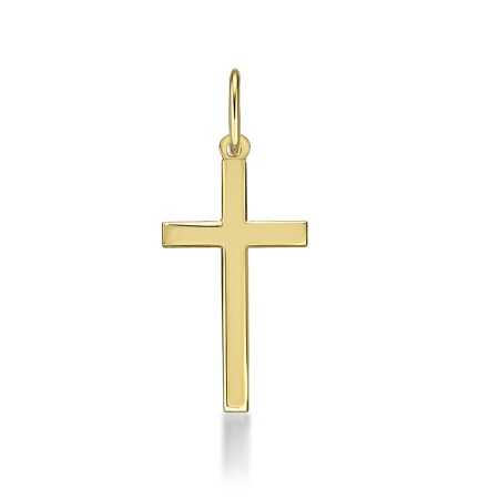 Pendentif Croix polie massive 20 mm, Or jaune 18k