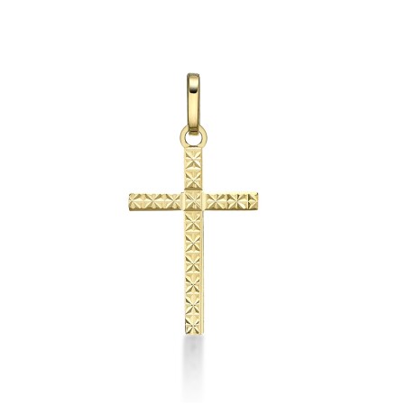 Pendentif Croix facettée 18 mm, Or jaune 18k