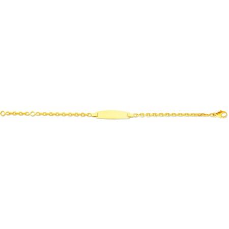 Identité bébé maille Forçat diamantée, 14 cm, Or jaune 18k