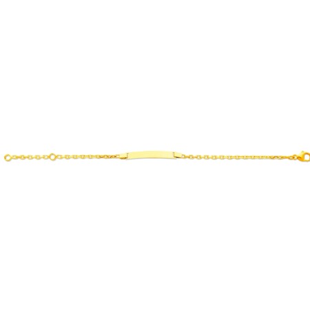 Identité bébé maille Forçat diamantée, 14 cm, Or jaune 18k